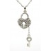 Necklaces Wholesale - Necklace - Rhinestone Heart w/ Key Charms Necklace - Clear